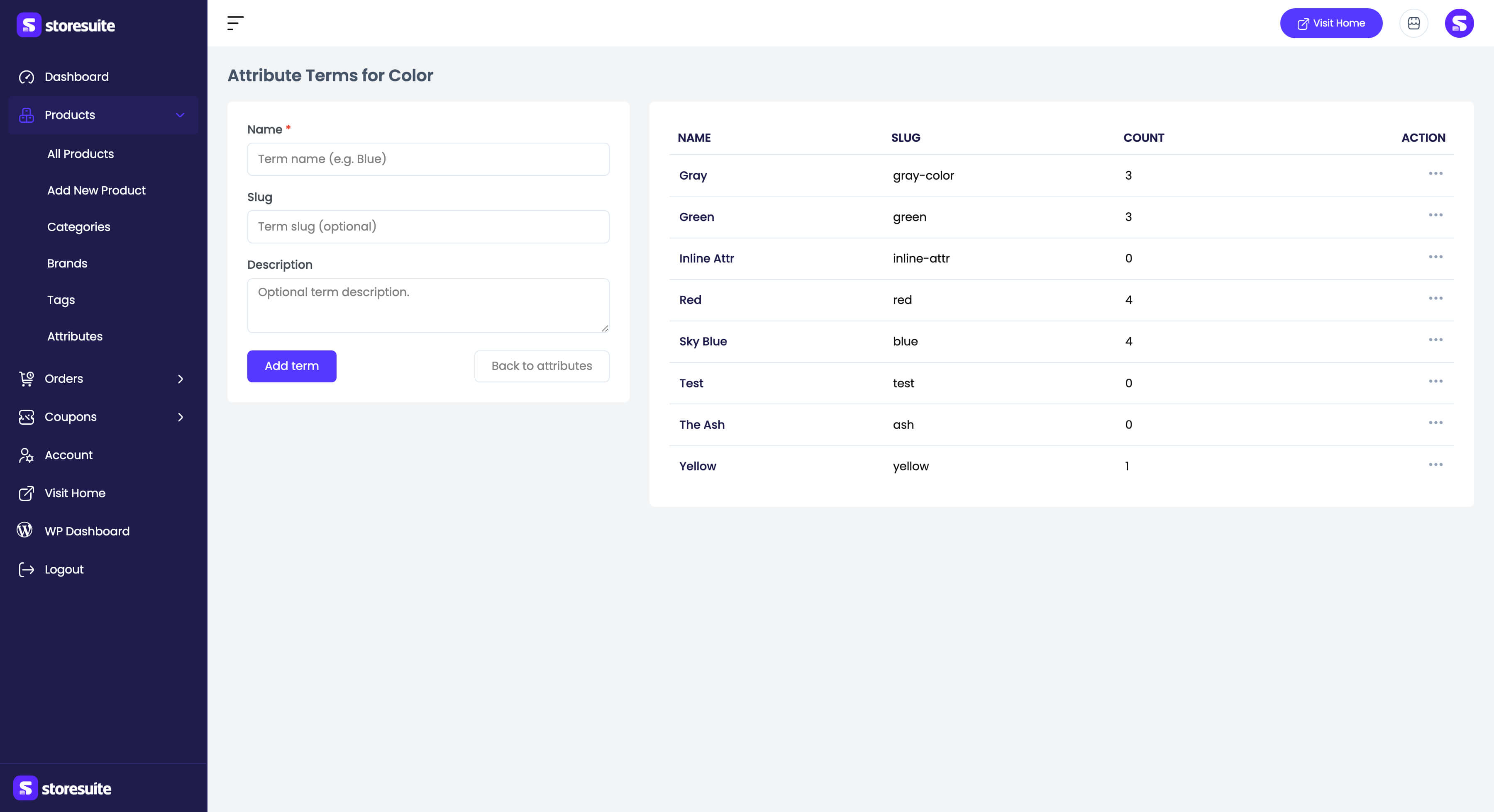 Configuring attribute terms
