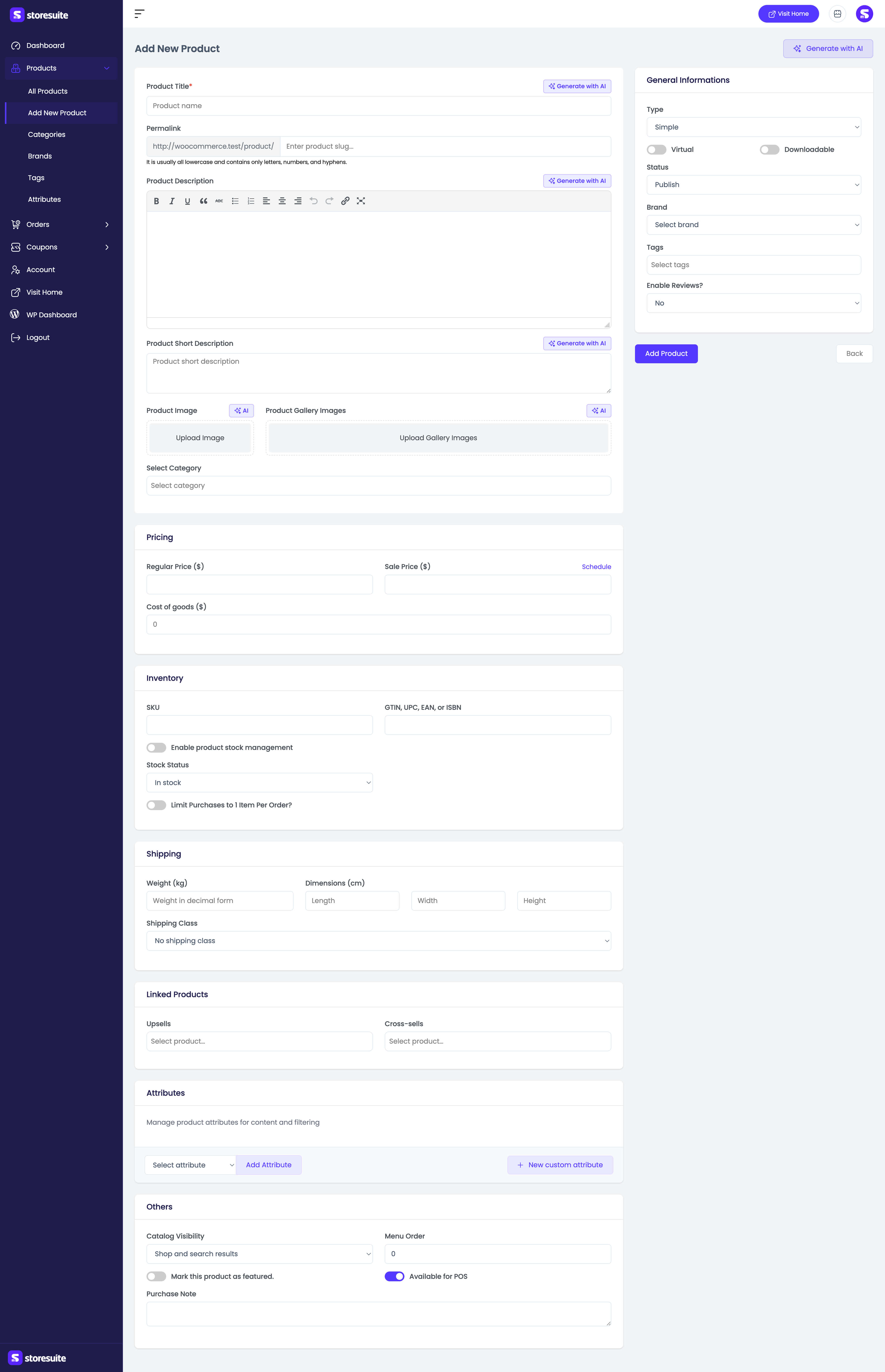 The add-new-product form